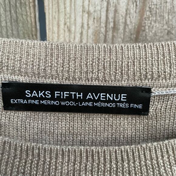 Saks Fifth Avenue Sweater Extra Fine Merino Wool Italy Striped Large NWT Preppy - Picture 8 of 11